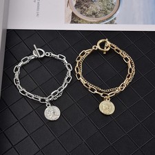 Vintage Coin Charm Chain Bracelet for Women G...
