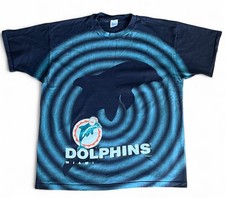 Miami Dolphins AOP 1993 Vintage T Shirt Single Stitch Size XL Made In USA