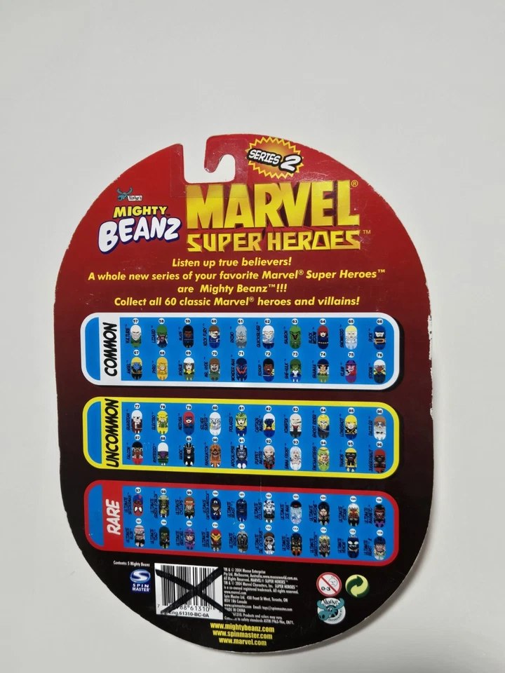 Mighty Beanz Marvel Super Heroes Serie 2 Incluye 5 Frijoles Spin Master 2004 NUEVO Foto 3 de 4