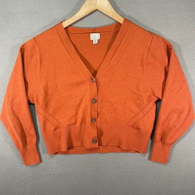 A New Day Womens Medium Burnt Orange Cropped Cardigan Button Front