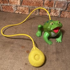 Fisher Price Frisky Frog Vintage 1970s Toy with Air Pump Jumping Frog
