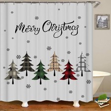 Christmas Tree Shower Curtains for Bathroom Merry Christmas Shower Curtain fo...