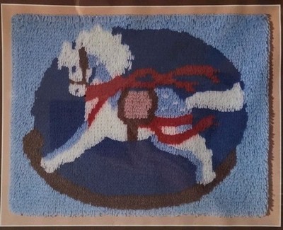 Vtg NOS Rocking Horse Latch Hook Rug Wall Hanging Kit 79243 Sultana 18x24 NIB