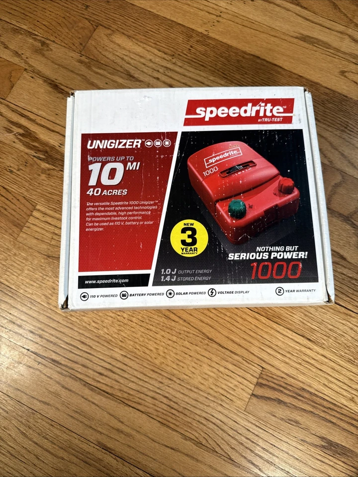 Energizador de valla eléctrica Speedrite 1000 - Doble potencia, compatible con energía solar Foto 2 de 4