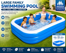 Large Rectangular Paddling Pool Family Summer Inflatable Outdoor Kids Family Fun
