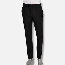 Calvin Klein Mens Black Slim-Fit Wool-Blend Tuxedo Suit Pants Size 36W 29L
