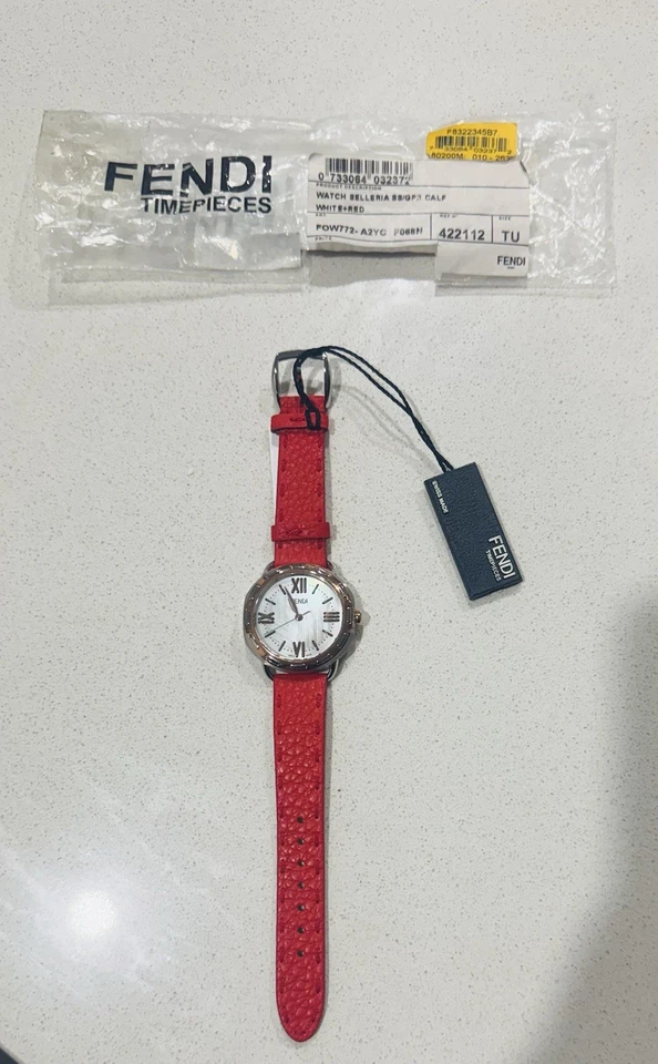 Brand New Authentic Fendi Selleria Ladies Watch With Red Leather Strap RRP&1400 - image 2 of 4