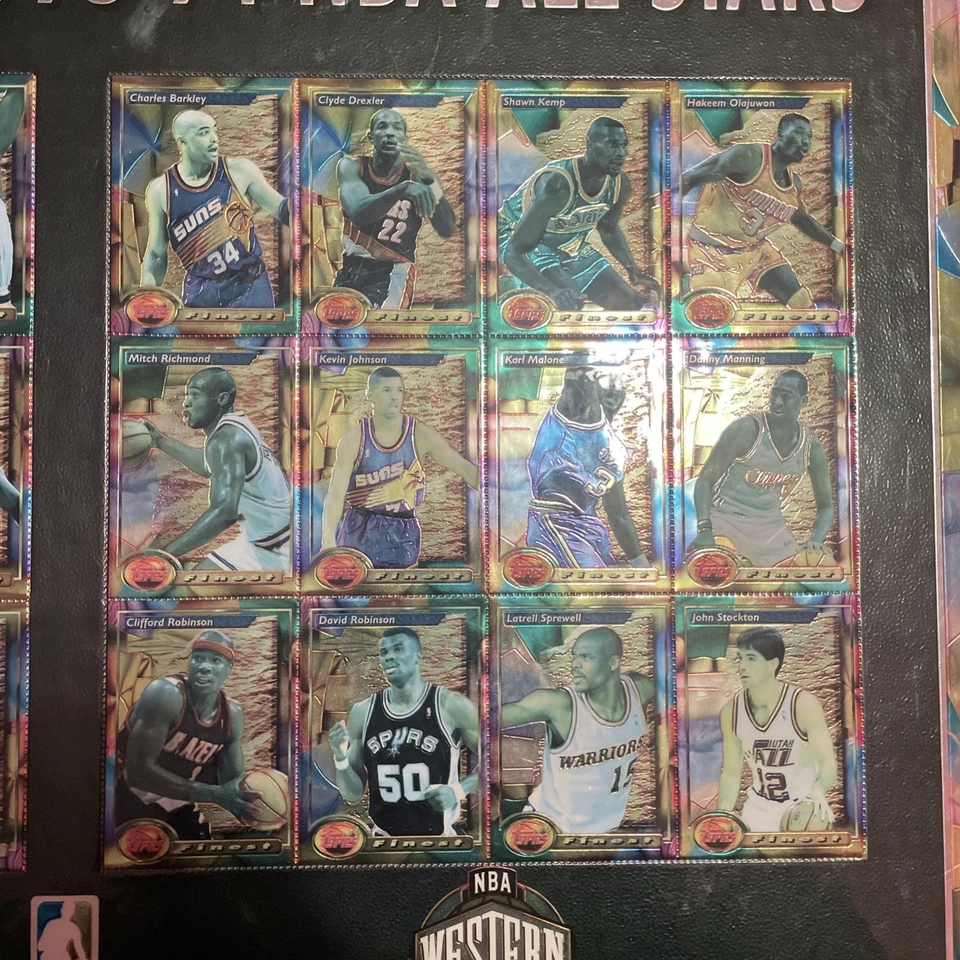 Cartões de jogador 1993-94 Topps Finest NBA All-Stars emoldurados sem corte folha de carros (24) - Imagem 4 de 4