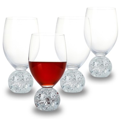 Red Wine Glasses Set of 4-16 oz Lead-Free Crystal Wine Glasses - Crystal Ball...