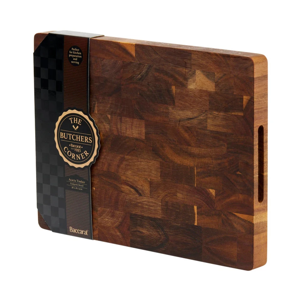 Baccarat Butchers Corner Acacia Timber End Grain Board 38X28X3cm - 38 x 28 x 3cm