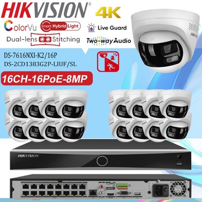 Hikvision 16CH 8MP 180°Wide Angle MIC+Speaker ColorVu DS-2CD1383G2P-LIUF/SL Lot