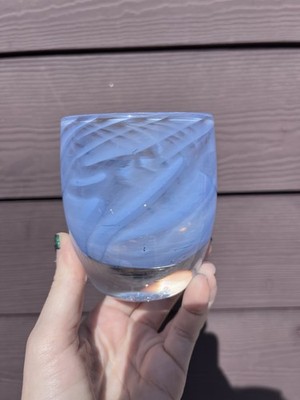 One Of A Kindness Glassybaby - Periwinkle Translucent Swirls - Some Black Specks