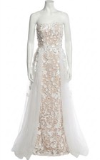 Jovani Strapless Tulle Embroidered Gown Size 4