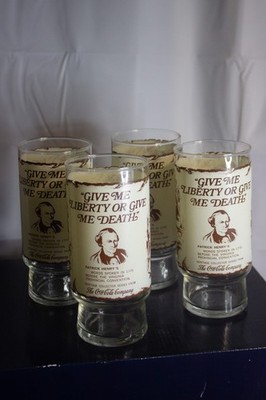 Vintage Coca Cola Heritage Series Glasses   Patrick Henry  Give Me Liberty  