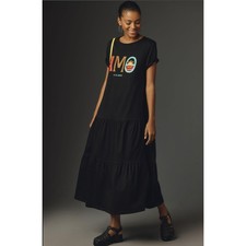 NWT Farm Rio Black Tiered Cotton Midi Dress - Size XS