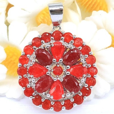 Buy 2 get 1 free 4.9g Real Red Rubies Women Wedding Silver Pendant
