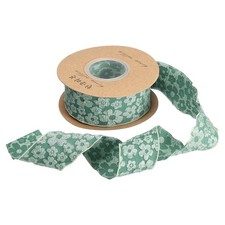 1.6 Inch x 10 Yards Embossed Floral Ribbon Gifts Wrap for Wedding Decor Green