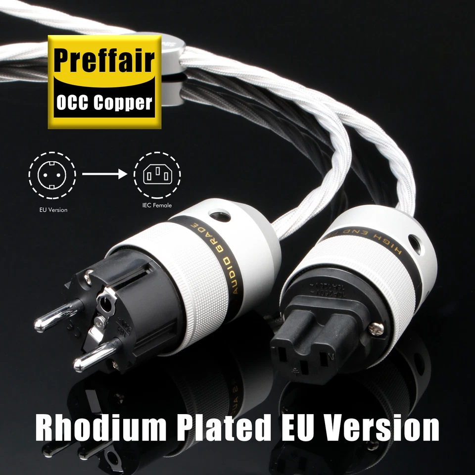Hi-End Audio Amplifier Cable 4Cores Single Silver US EU Plug Power Cable - Image 2 of 4