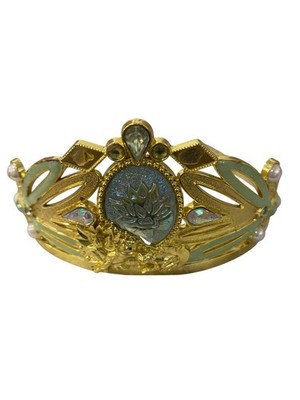 Disney Tiara Crown Princess Gold Lotus Flower Green Jewels Kids Costume
