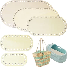 5 PCS Wooden Base Oval Crochet Knitting Basket Shaper for DIY Craft Making Suppl