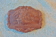 Vtg Livingston Wells  Co. Foreign Gold Domestic Dealers Belt Buckle Pirate Ship