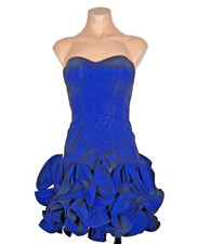 CACHE VTG 90s y2k Blue Bubble Ruffle Flirty Sweetheart Party Grunge Dress Sz 4