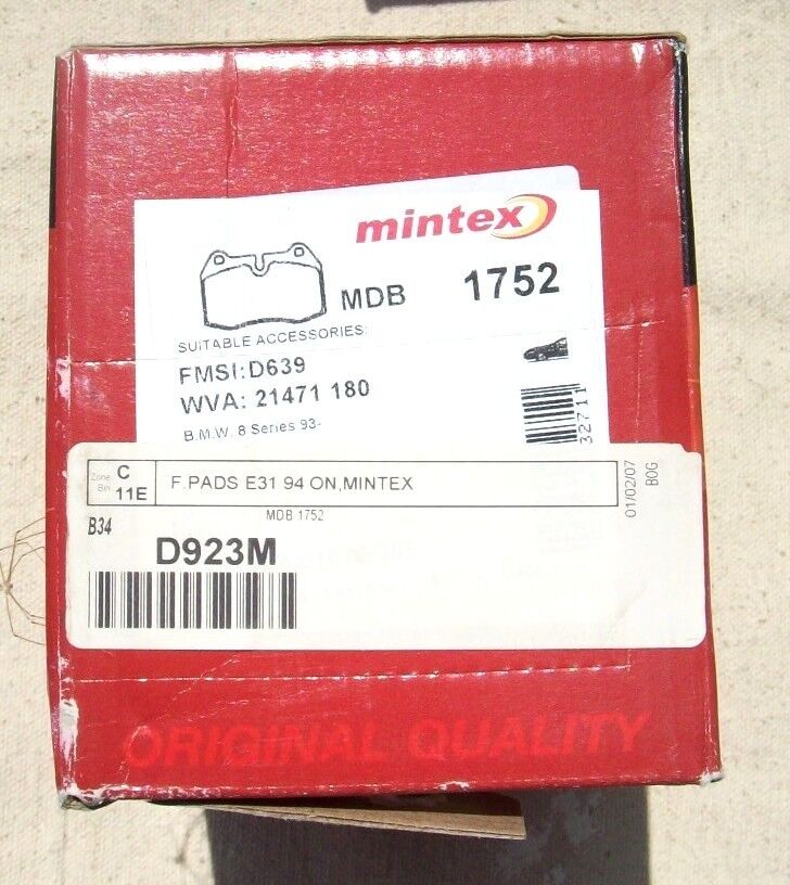 MINTEX FRONT BRAKE PADS MDB1722 FOR PROTON COMPACT 1.3 95-2001