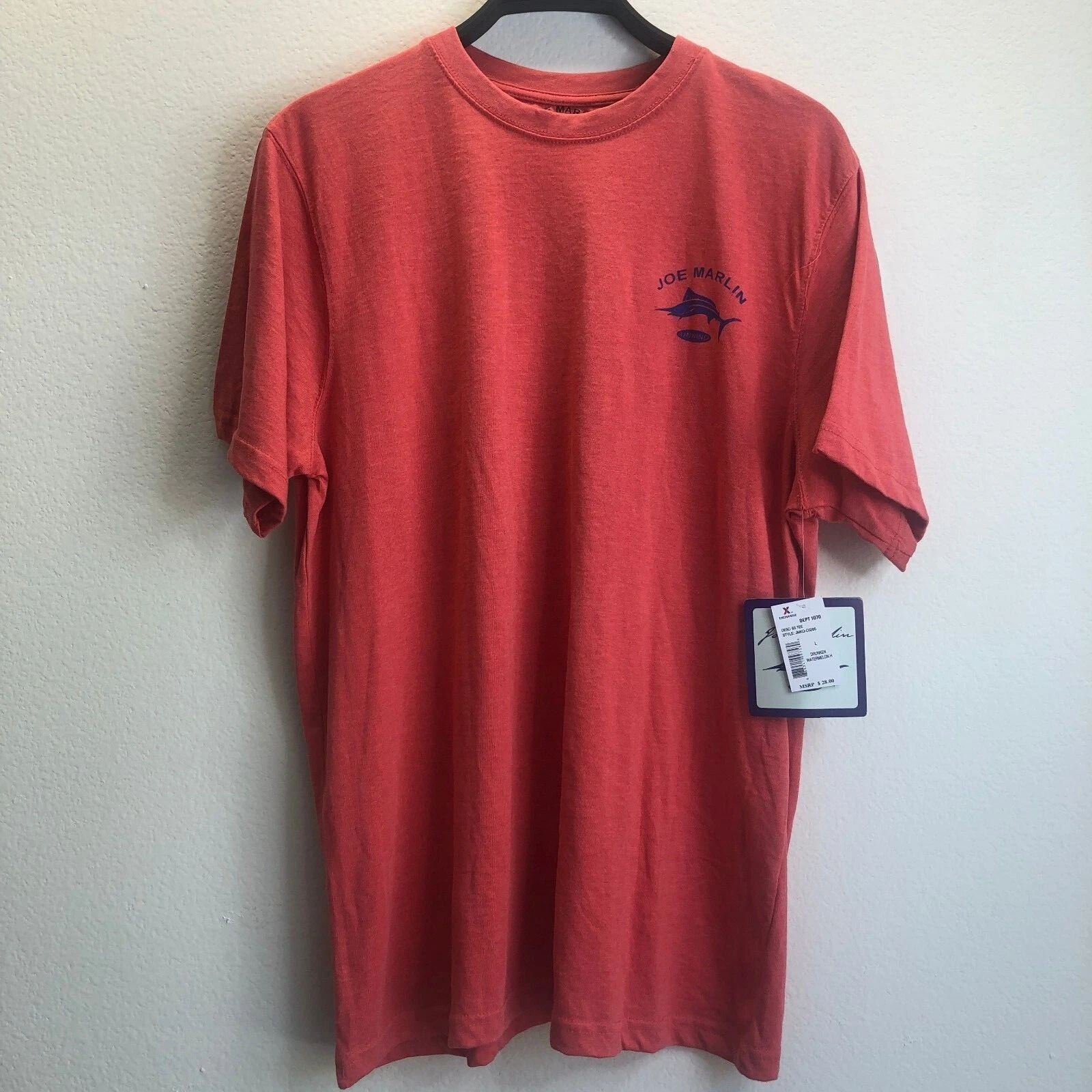 Joe Marlin Men's Fishing / Camping T-shirt Watermelon 🎣 Short Sleeve Size XL