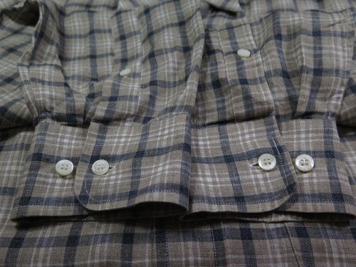 Camicia uomo Brioni manica lunga puro lino marrone quadri italiana casual grande usata in ottime condizioni - Foto 10 di 13