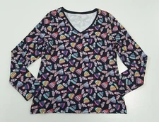 Talbots Long Sleeve Holiday Winter Mittens Gloves V Neck Shirt ~ Multiple Sizes