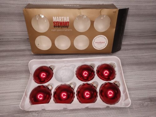 De colección. Adornos de vidrio Martha Stewart Everyday Woodland Holiday Borgoña/Rojo 7 quilates  - Imagen 1 de 23