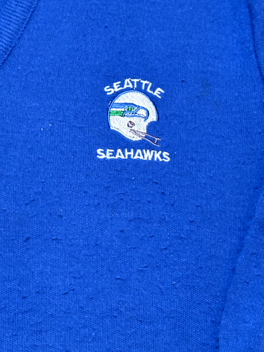 80s Seattle Seahawks V Neck Sweater Logo 7 L USA *Lots of Pilling* Vintage Old - Picture 5 of 12