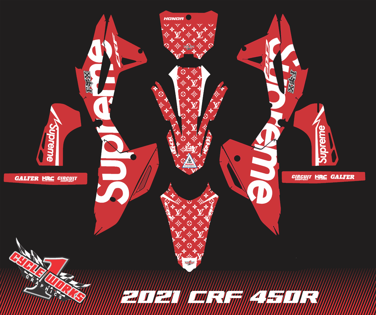 HONDA CRF450R CRF 450 2021 23 SEMI CUSTOM GRAPHICS KIT SUPREME