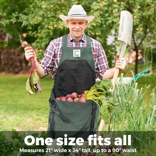 Gardening Apron with Pockets and Harvesting Bag - Unisex durable canvas design - Picture 5 of 7