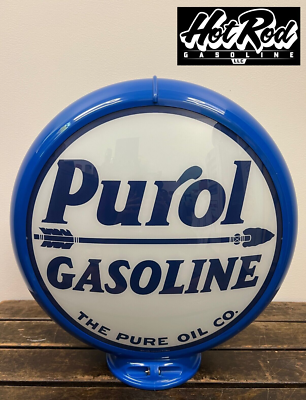 #ad PUROL GASOLINE Reproduction 13.5quot; Gas Pump Globe Blue Body $175.00