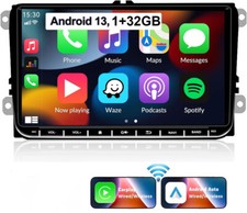 9" Autoradio Android 15 Apple Carplay GPS 1+32GB Für VW Golf Passat Touran Polo