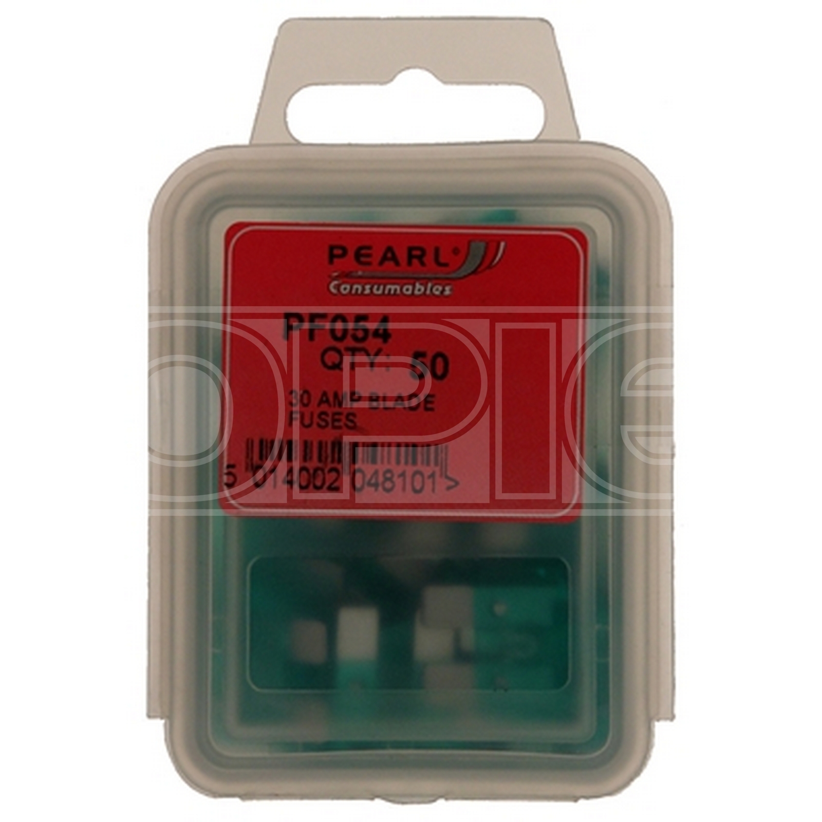 Standard Blade 30A Fuses - Pack of 50 - Colour Coded - PEARL CONSUMABLES PF054