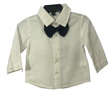 Sangtree Baby Toddler Boy Formal Party White Button Dress Shirt W Black Bow tie.