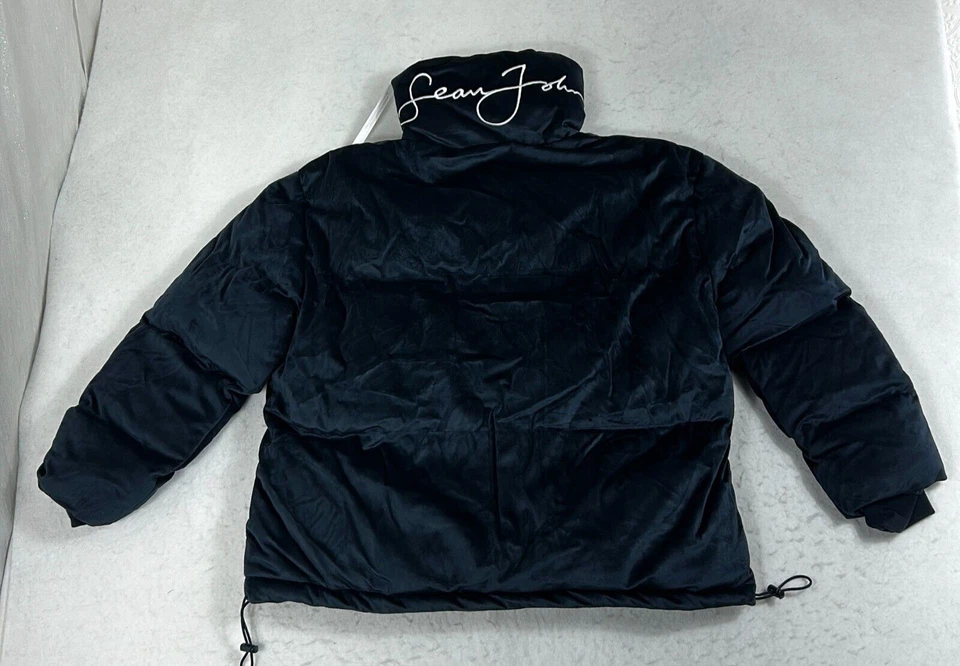 Sean John x Missguided 超大 Puffer 夹克海军蓝丝绒女式 4 码 — 第 2/4 张图片