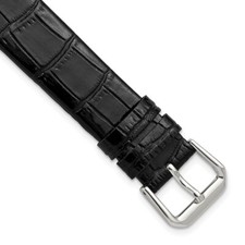 DeBeer 16mm Black Flat Alligator-Style Grain Leather Watch Band