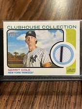 GERRIT COLE 2022 TOPPS HERITAGE CLUBHOUSE COLLECTION YANKEES JERSEY PATCH RELIC!