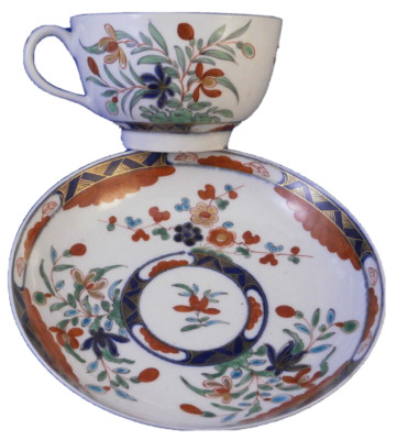 Antique 18thC Worcester Porcelain Kempthorne Cup & Saucer Tasse English England