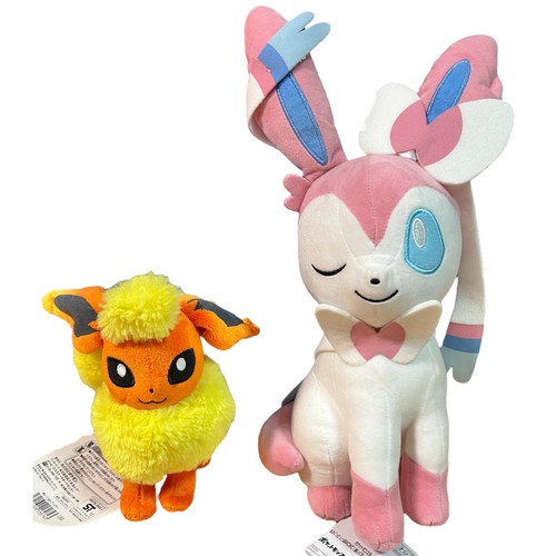 Pokemon center original Japan Set of 2 Plush dolls Booster × Nymphia(Ninfea) New - Picture 1 of 9