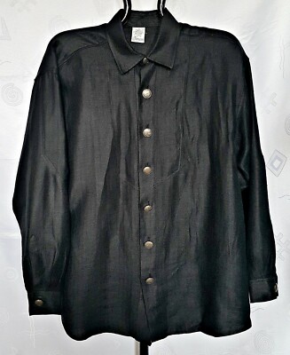 AUTHENTIC AMANN TYROL OKTOBERFEST DIRNDL BLACK LINEN MENS DRESS SHIRT US 17 EU43