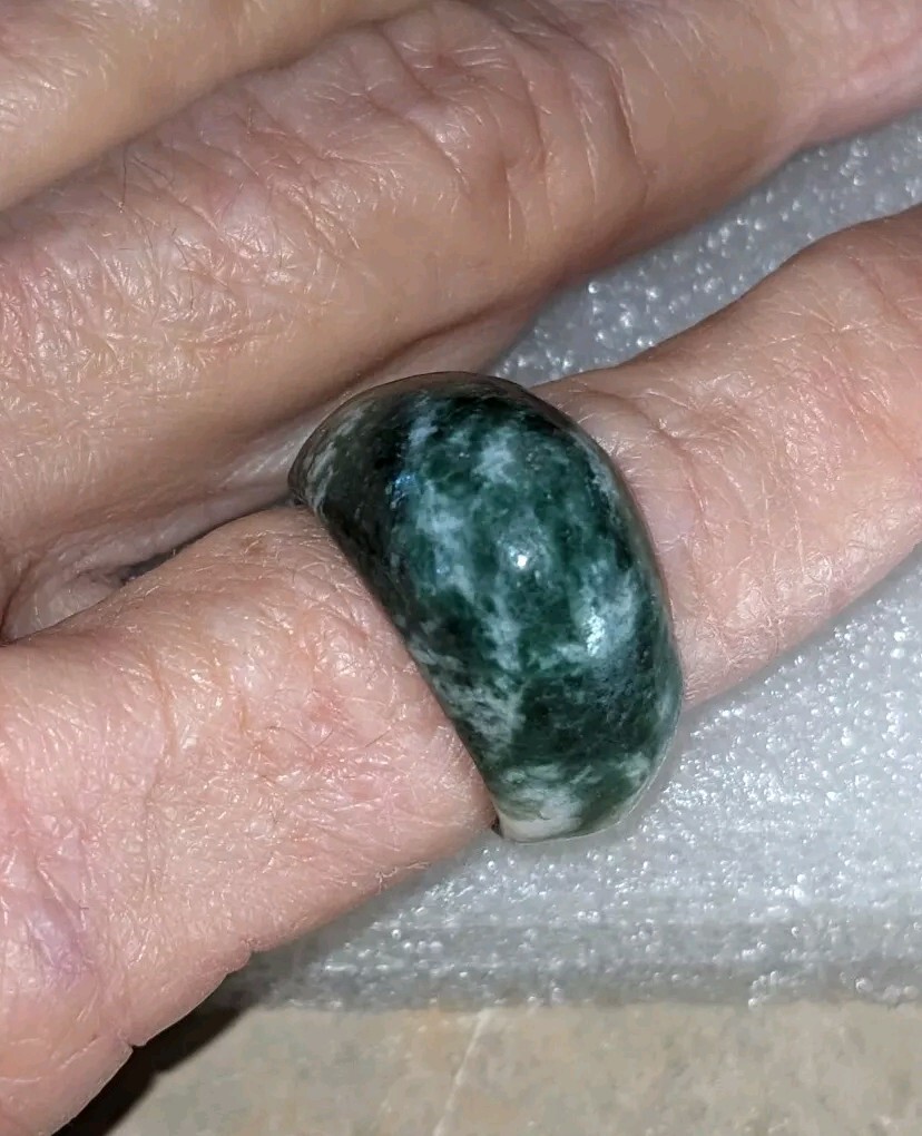 Solid Jade , Jadite Ring Green Size 10 - image 11