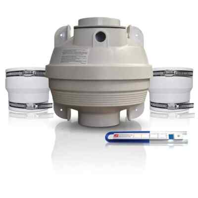 #ad Suncourt Mitigation Fan Kit 4quot; Fan 4quot; to 4quot; Couplers Air Pressure Indicator $169.95