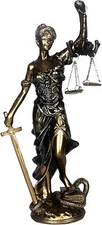 Bronze Lady Justice Statue 12.3 Inch Blindfolded Scales of Justice Decor