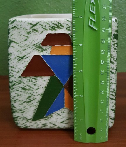 Green Native Tribal Thunderbird Splatter Sponge Square Southwestern Deco Planter - Bild 11 von 11