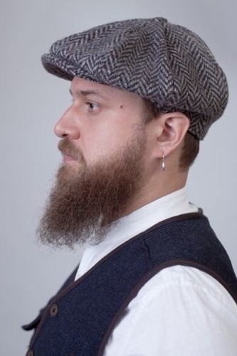Hanna Hats Men's Newsboy Vintage 8 Piece 100% Wool Donegal Tweed Irish Flat Cap - Picture 2 of 9