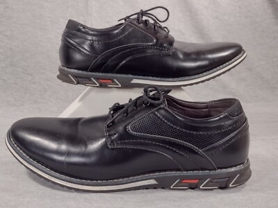 Gatsby Shoes Mens 11 Black Derby Orthopedic Dress Comfort Lace Up Striped 